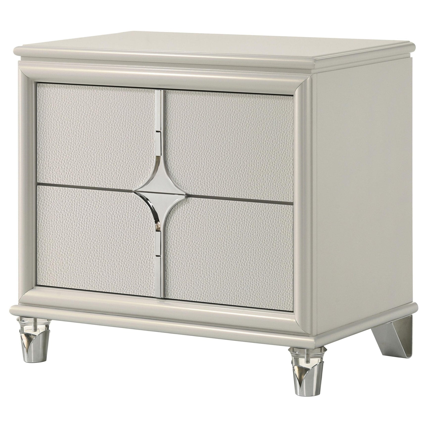 Olivia 2 Drawer Nightstand Bedide Table Pearl White