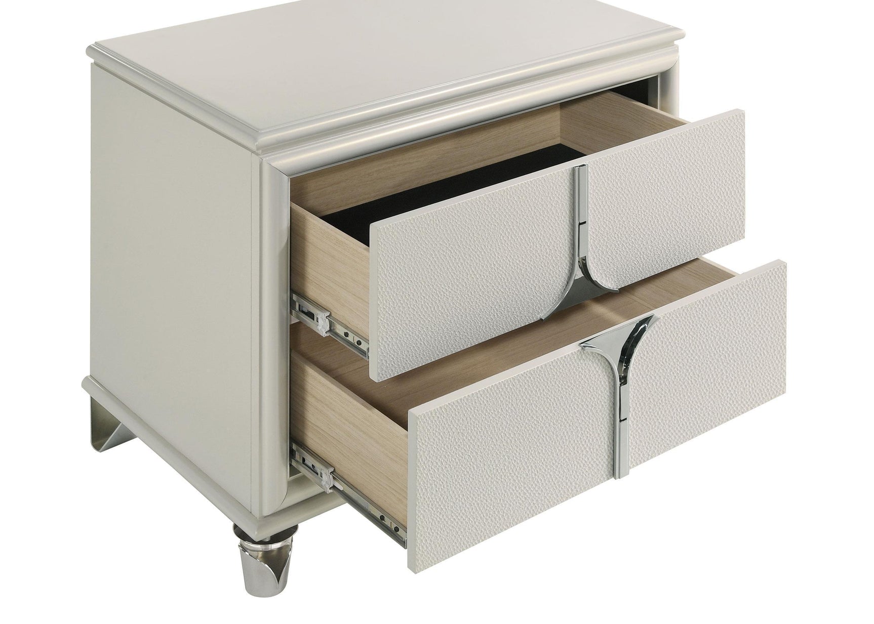 Olivia 2 Drawer Nightstand Bedide Table Pearl White