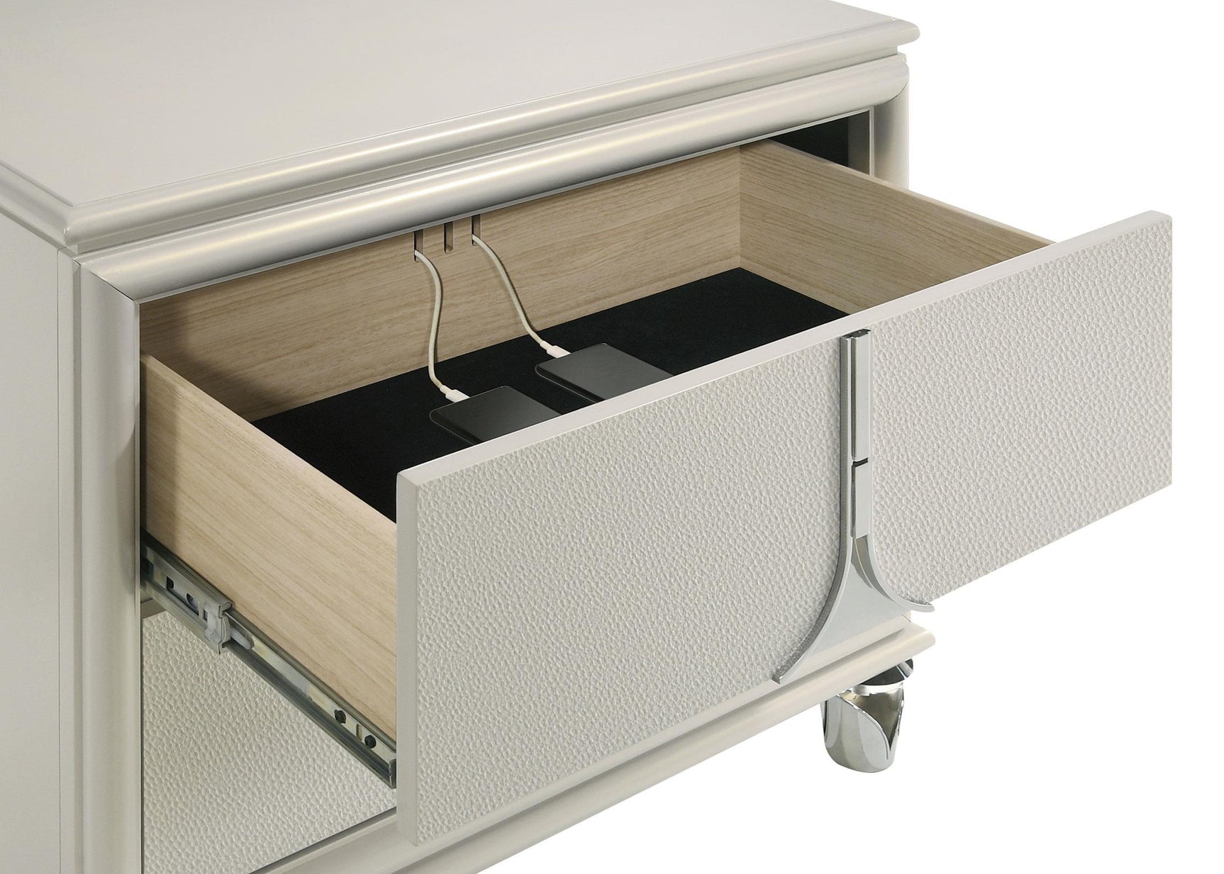 Olivia 2 Drawer Nightstand Bedide Table Pearl White
