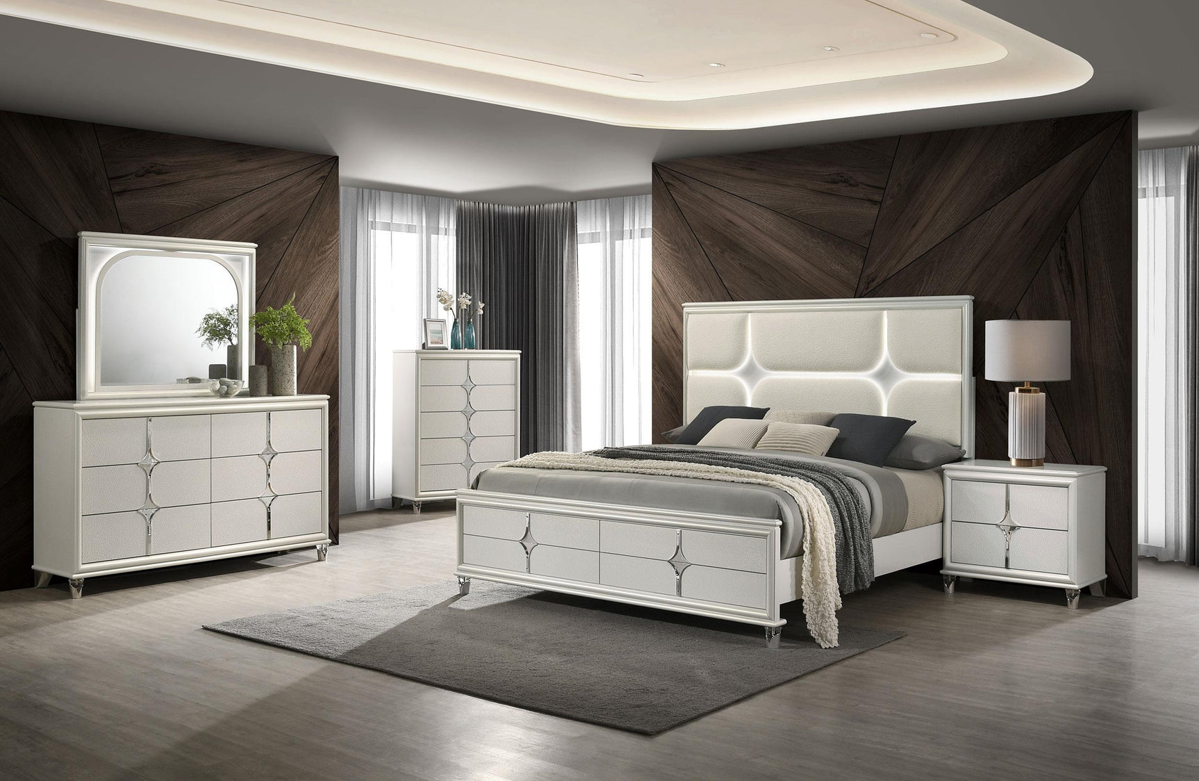 Olivia 2 Drawer Nightstand Bedide Table Pearl White