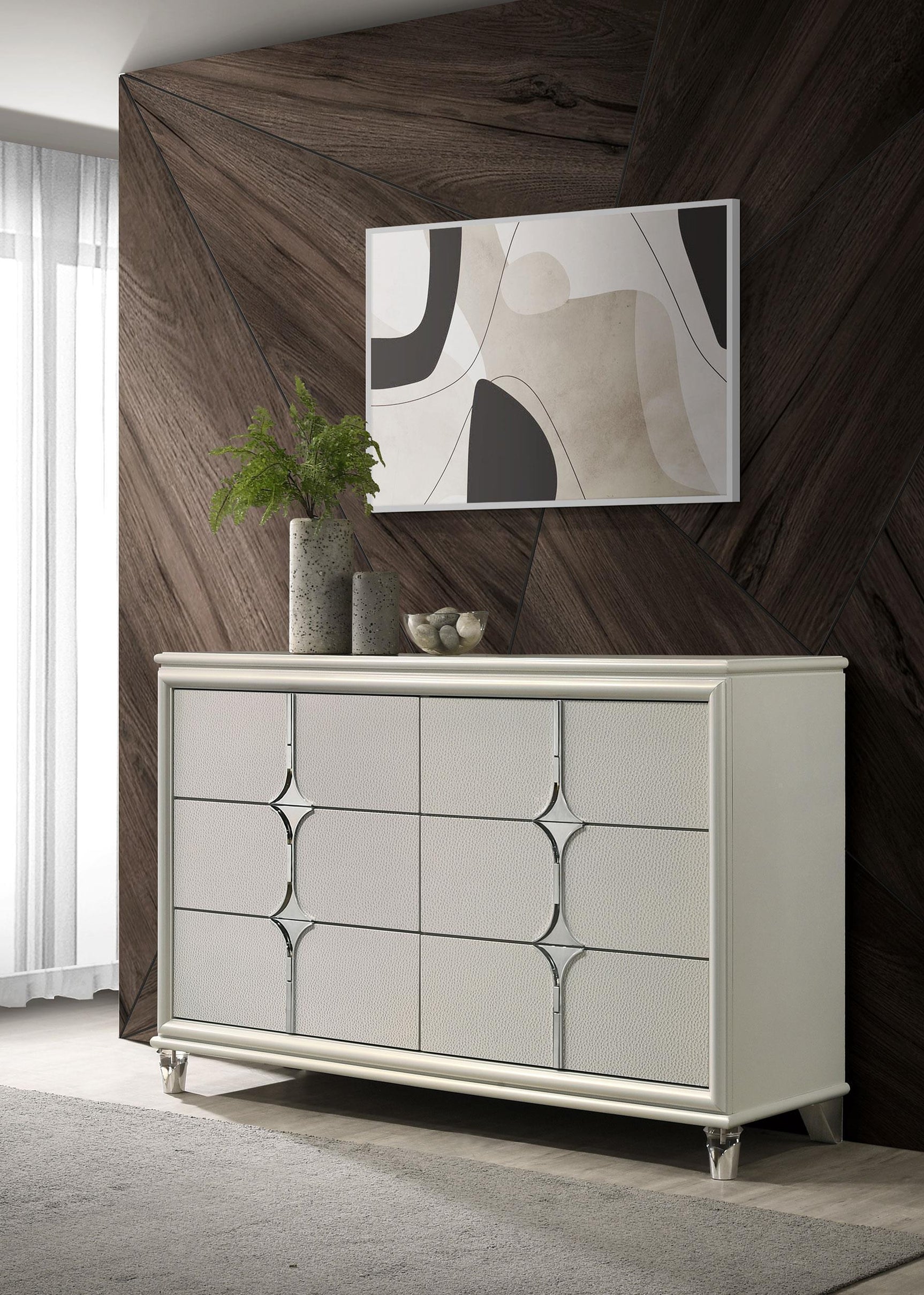 Olivia 6 Drawer Dresser Cabinet Pearl White