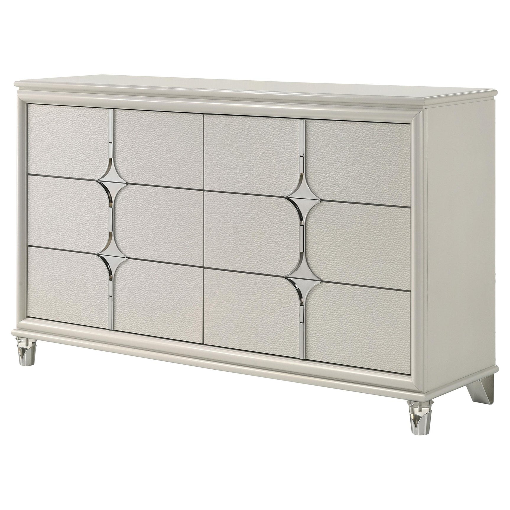 Olivia 6 Drawer Dresser Cabinet Pearl White
