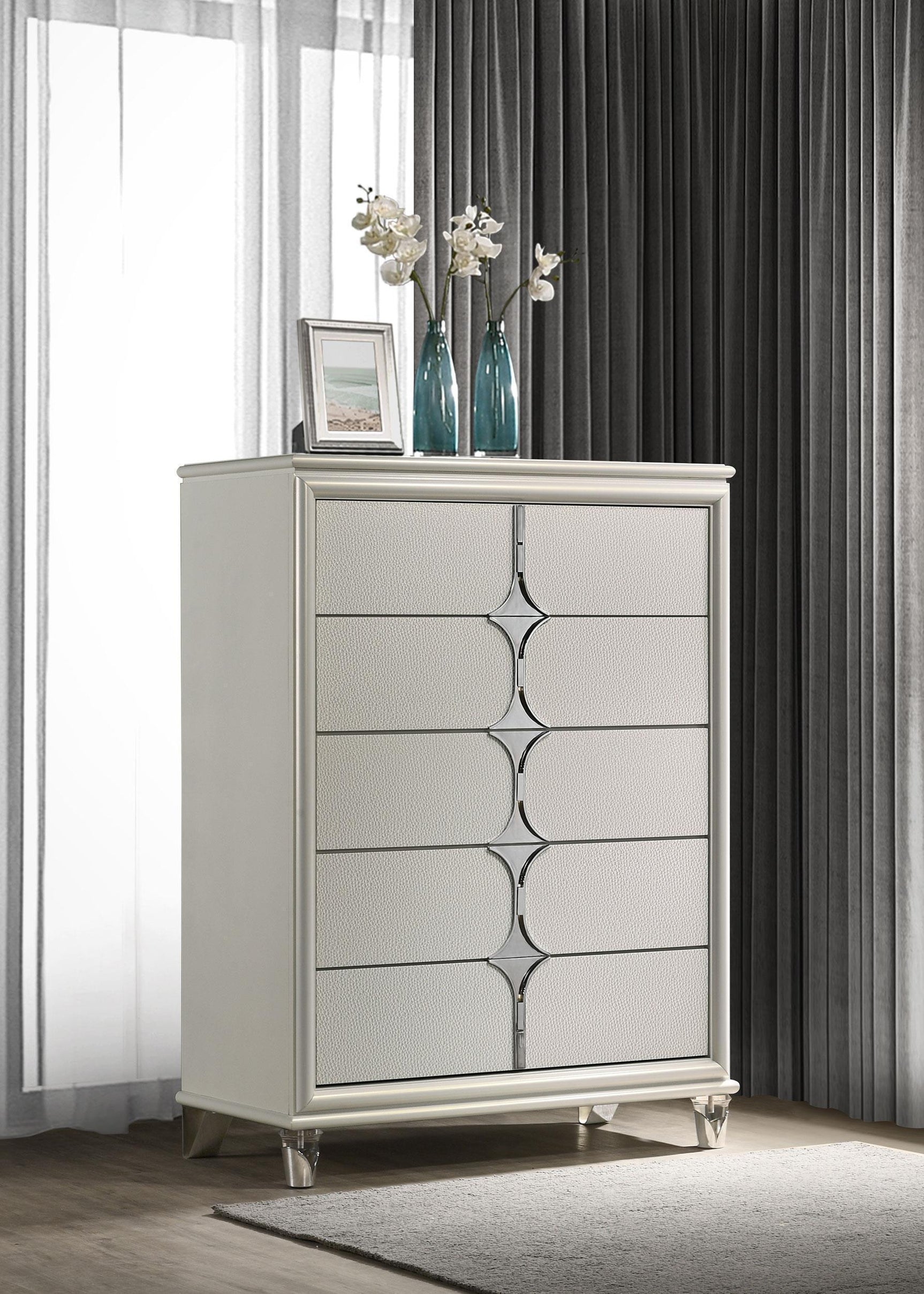 Olivia 5 Drawer Bedroom Chest Of Drawers Pearl White