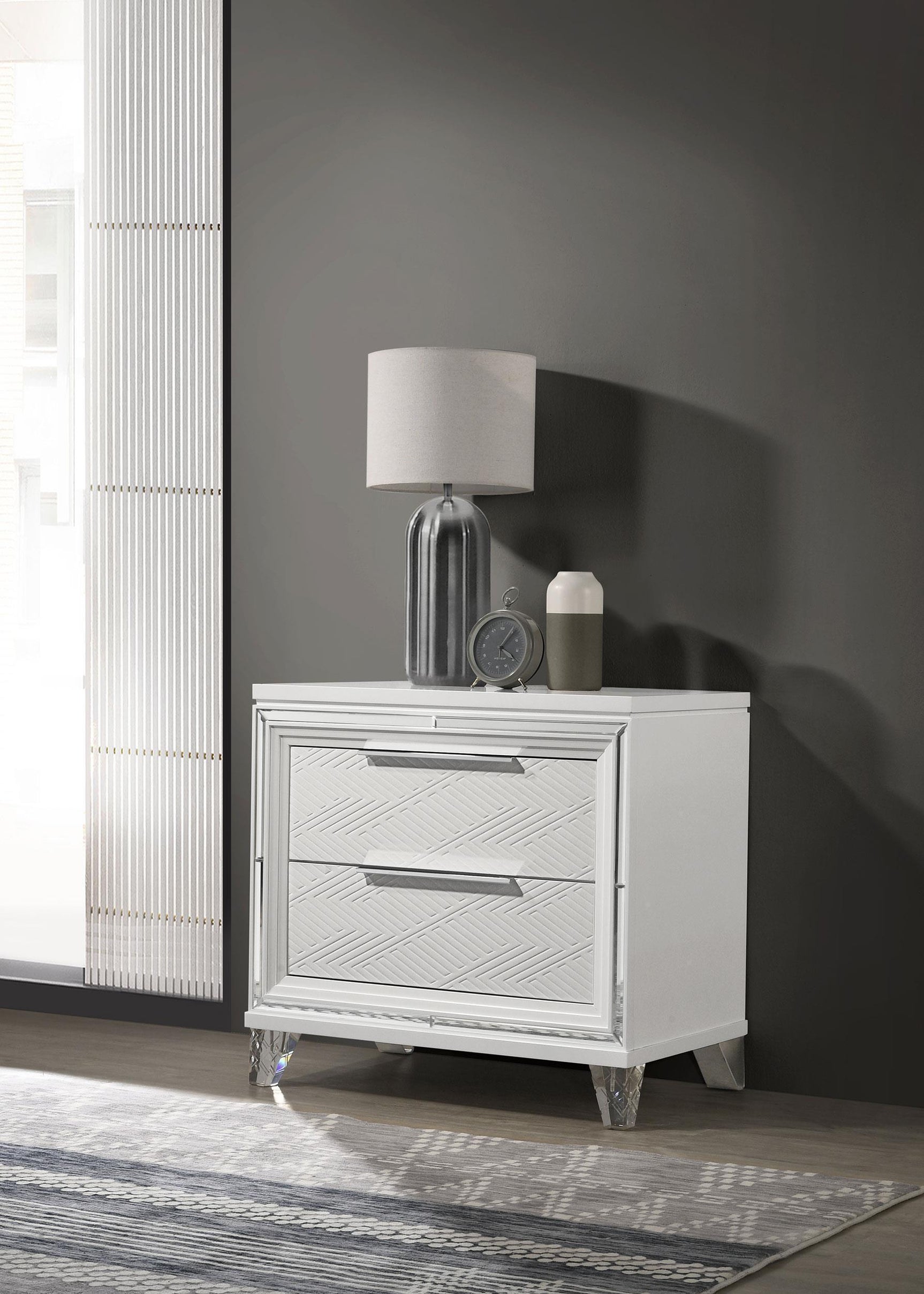 Marmore 2 Drawer Nightstand Bedide Table White