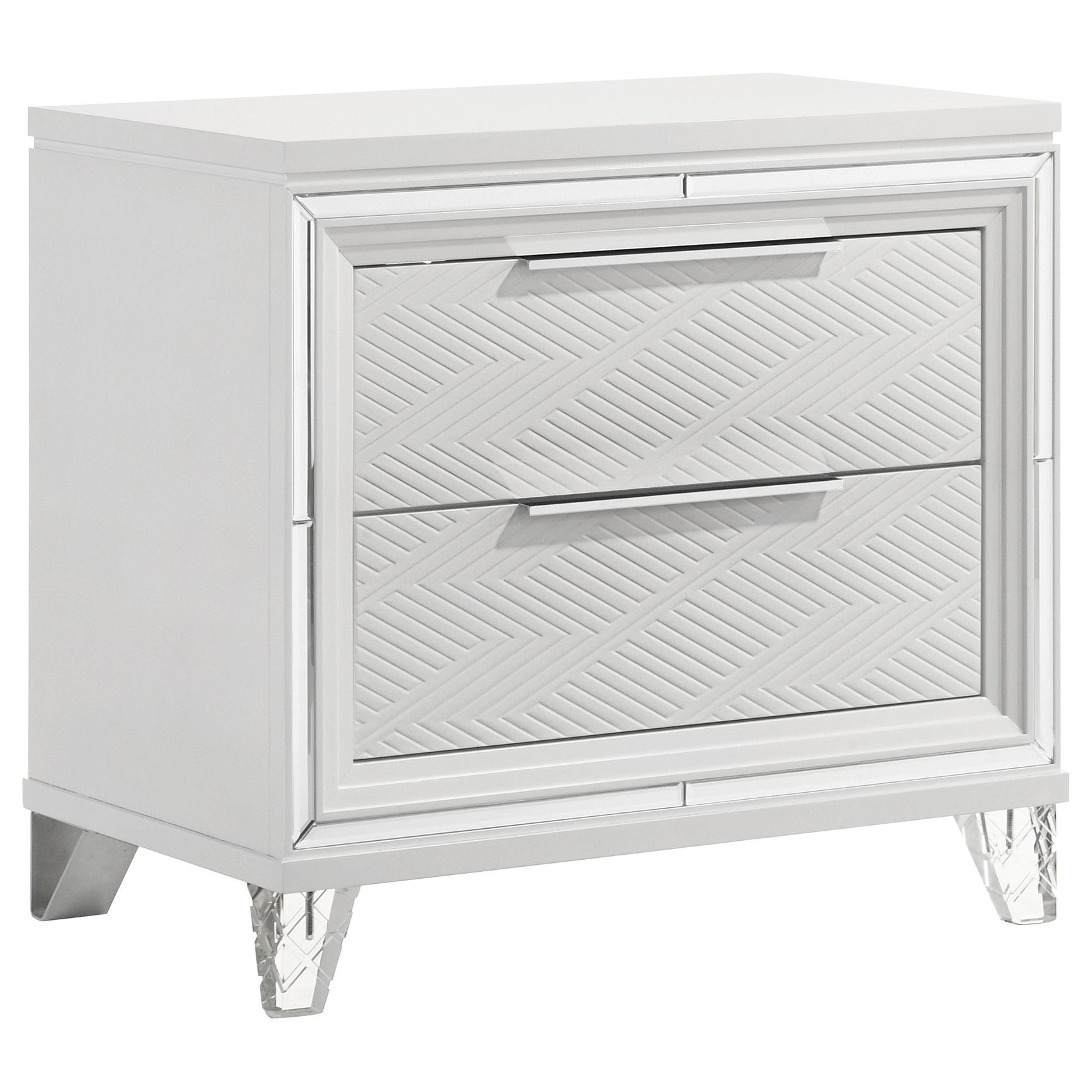 Marmore 2 Drawer Nightstand Bedide Table White