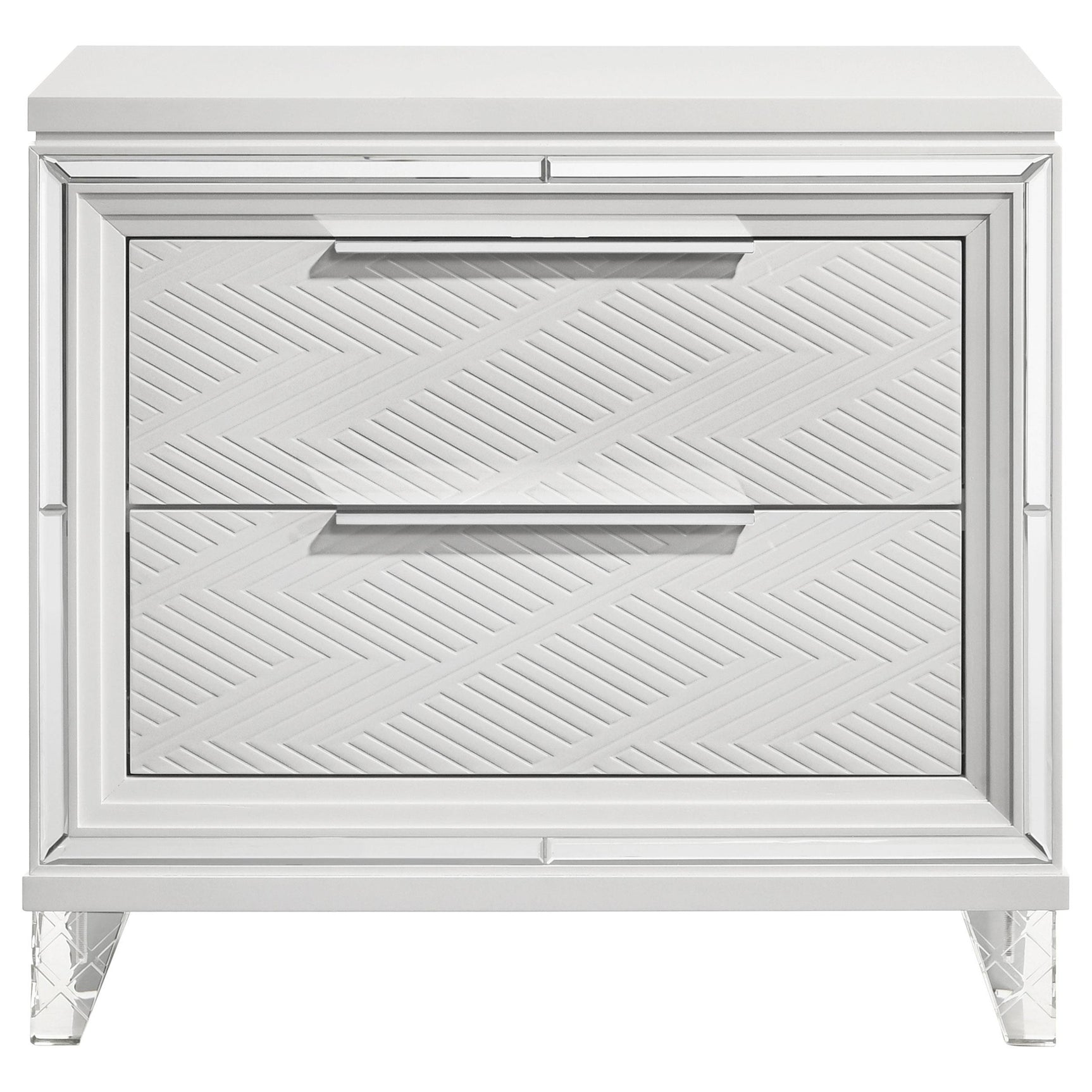 Marmore 2 Drawer Nightstand Bedide Table White