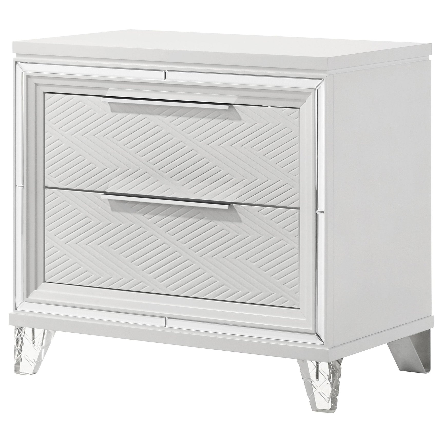 Marmore 2 Drawer Nightstand Bedide Table White