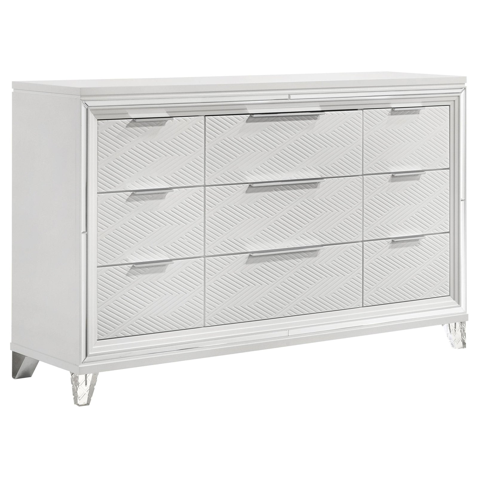 Marmore 9 Drawer Dresser Cabinet White