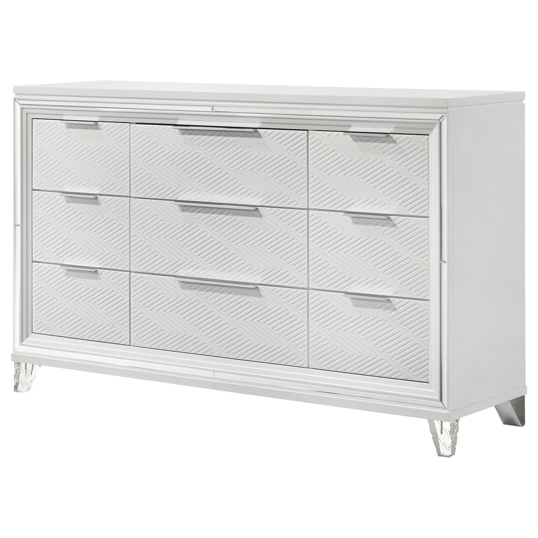 Marmore 9 Drawer Dresser Cabinet White