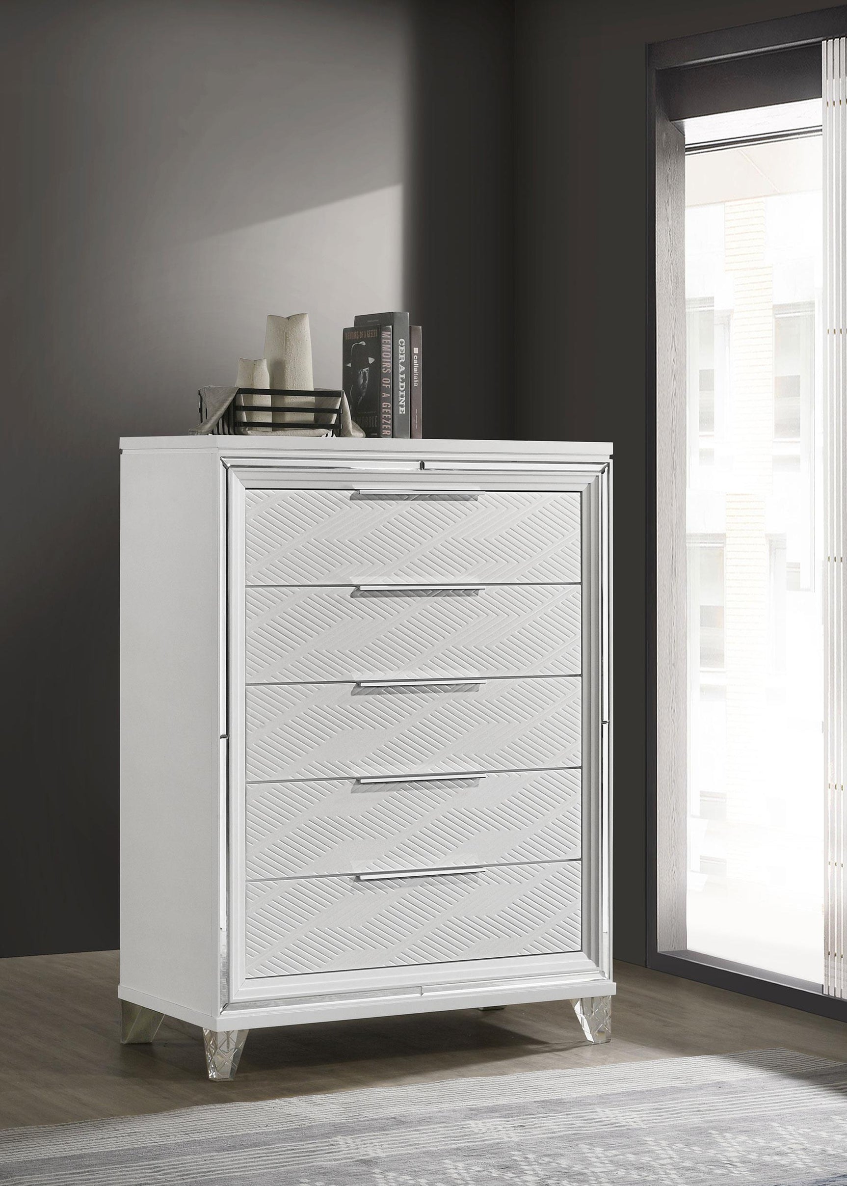 Marmore 5 Drawer Bedroom Chest Of Drawers White