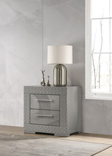 Ives 2 Drawer Nightstand Bedide Table Gray High Gloss