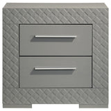 Ives 2 Drawer Nightstand Bedide Table Gray High Gloss
