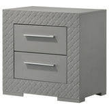 Ives 2 Drawer Nightstand Bedide Table Gray High Gloss