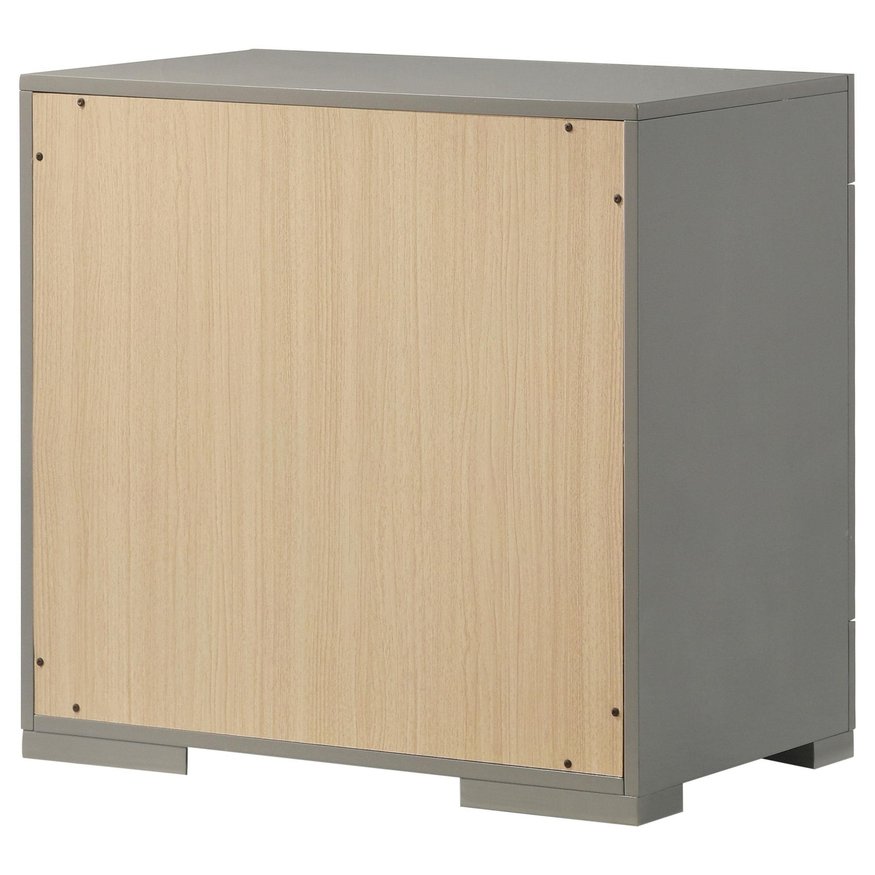 Ives 2 Drawer Nightstand Bedide Table Gray High Gloss