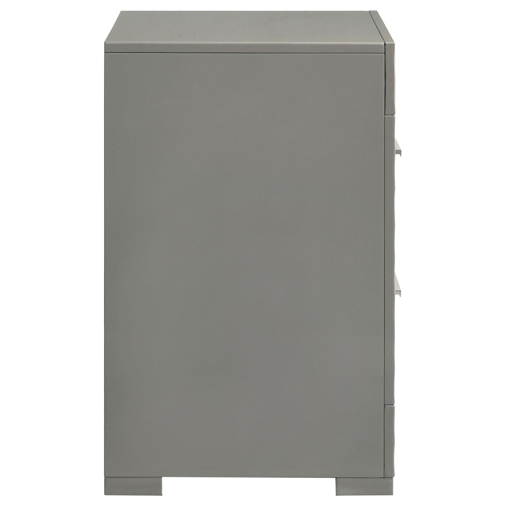 Ives 2 Drawer Nightstand Bedide Table Gray High Gloss