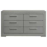 Ives 6 Drawer Dresser Cabinet Gray High Gloss