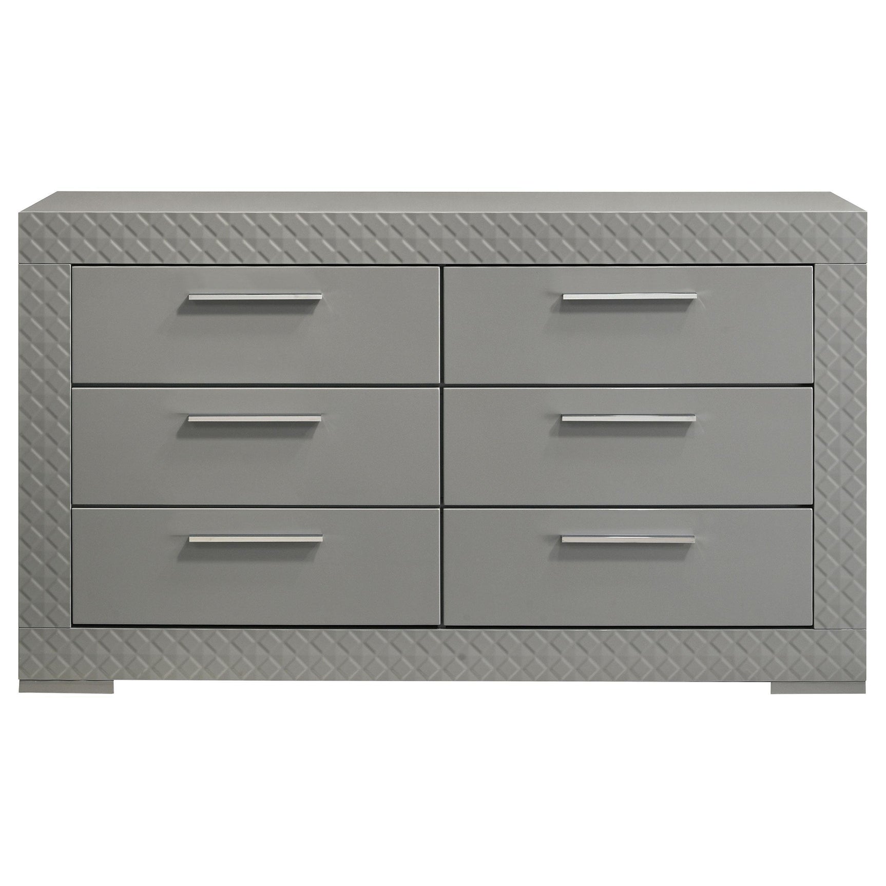 Ives 6 Drawer Dresser Cabinet Gray High Gloss