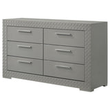 Ives 6 Drawer Dresser Cabinet Gray High Gloss
