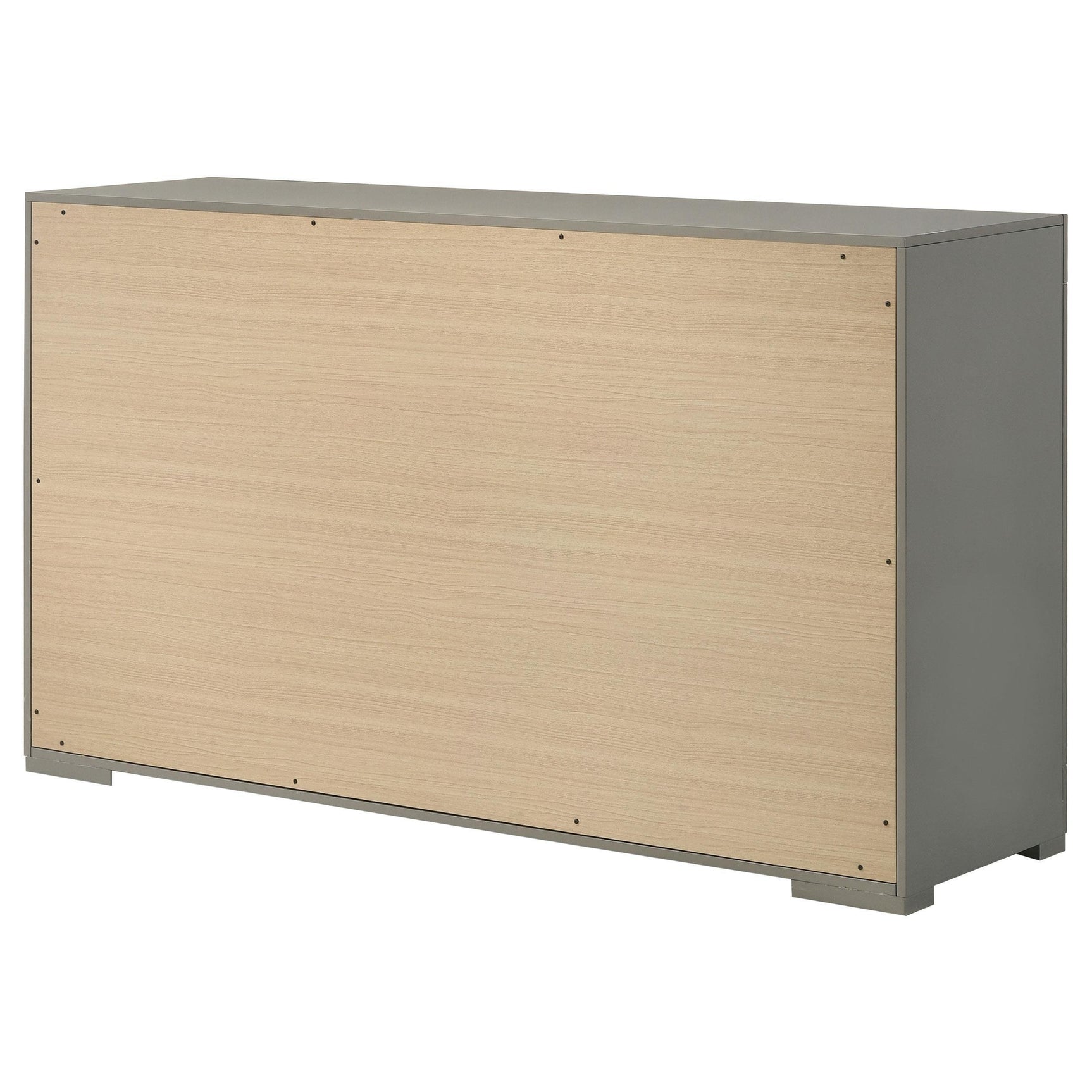 Ives 6 Drawer Dresser Cabinet Gray High Gloss