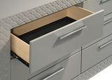 Ives 6 Drawer Dresser Cabinet Gray High Gloss