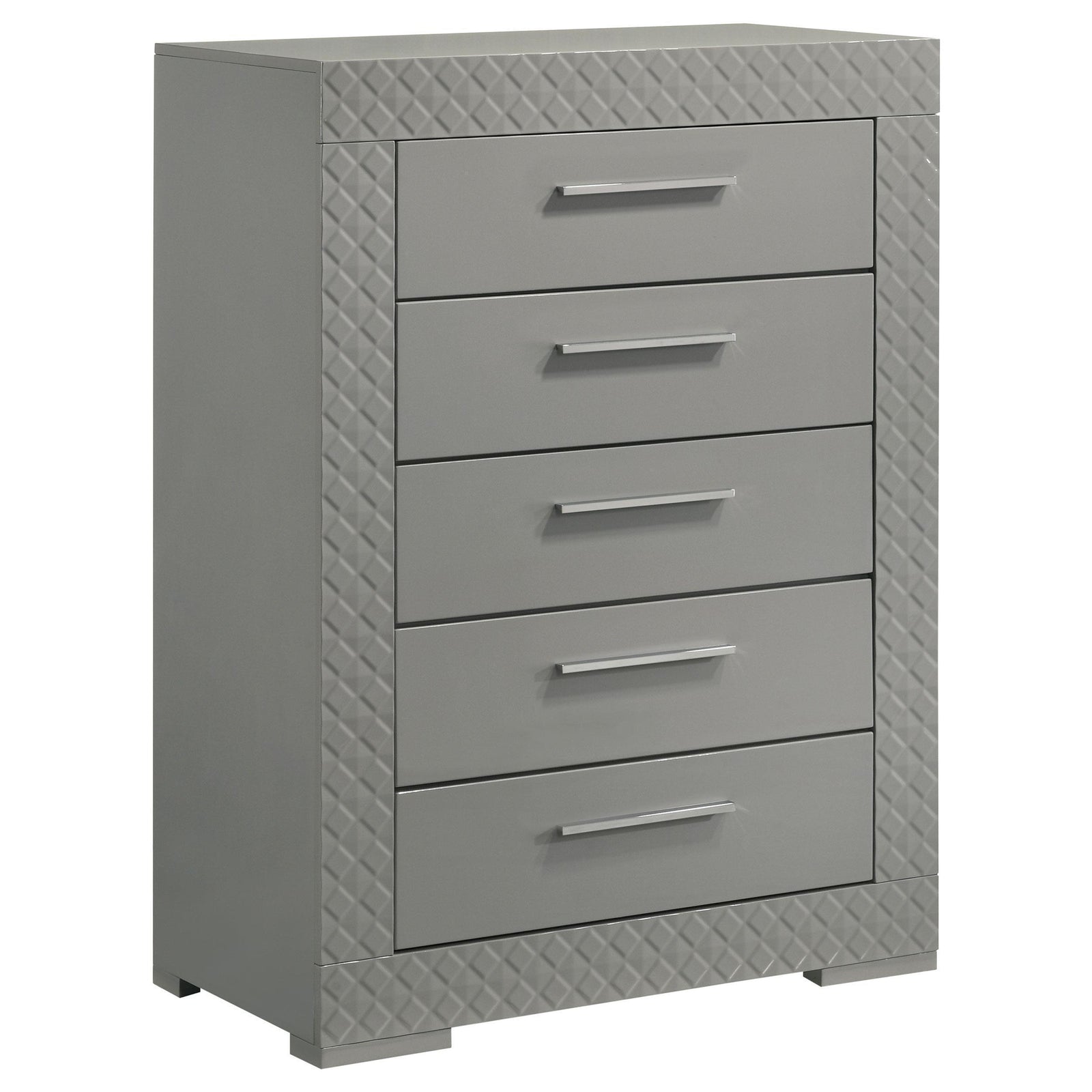 Ives 5 Drawer Bedroom Chest Of Drawers Gray High Gloss