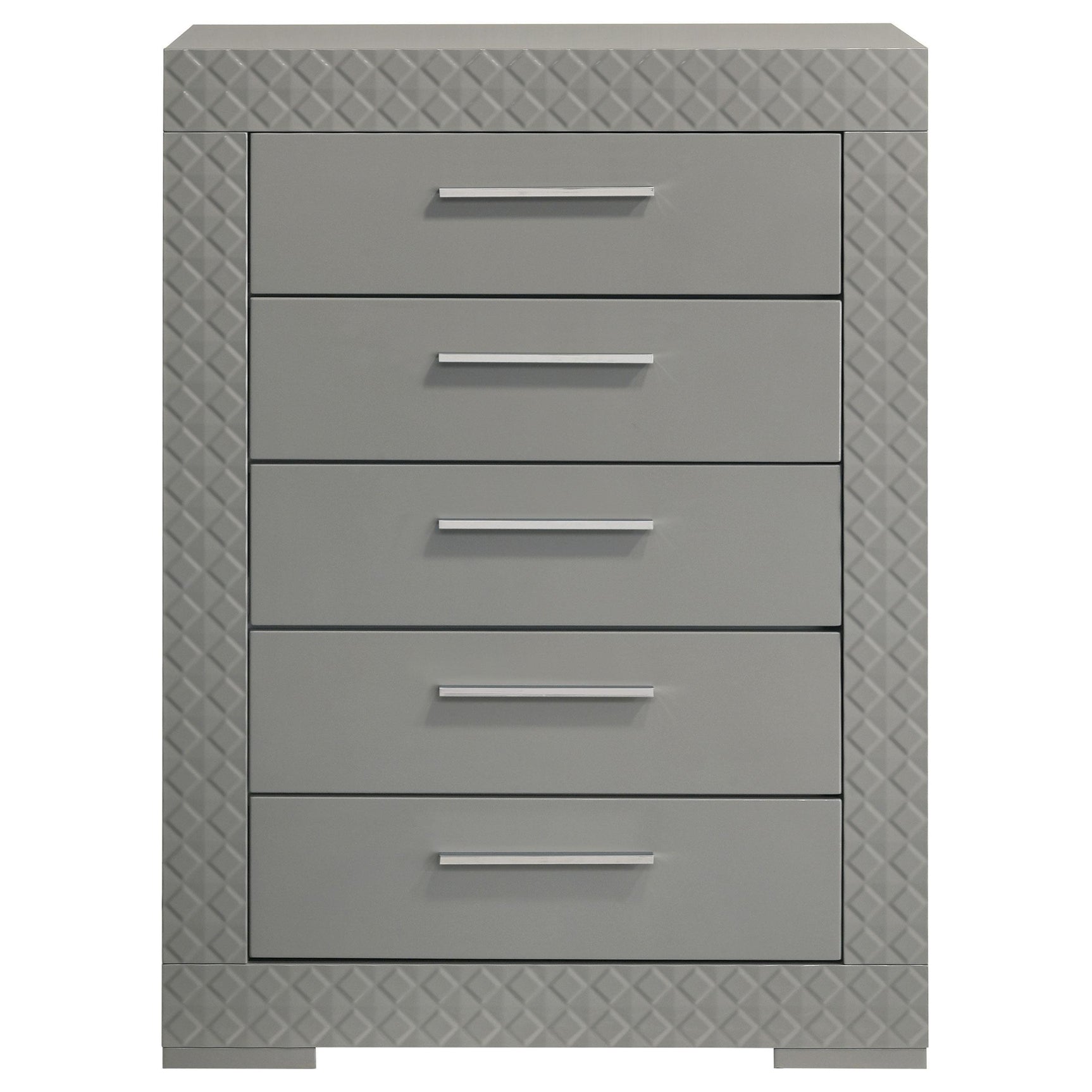 Ives 5 Drawer Bedroom Chest Of Drawers Gray High Gloss