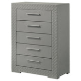 Ives 5 Drawer Bedroom Chest Of Drawers Gray High Gloss