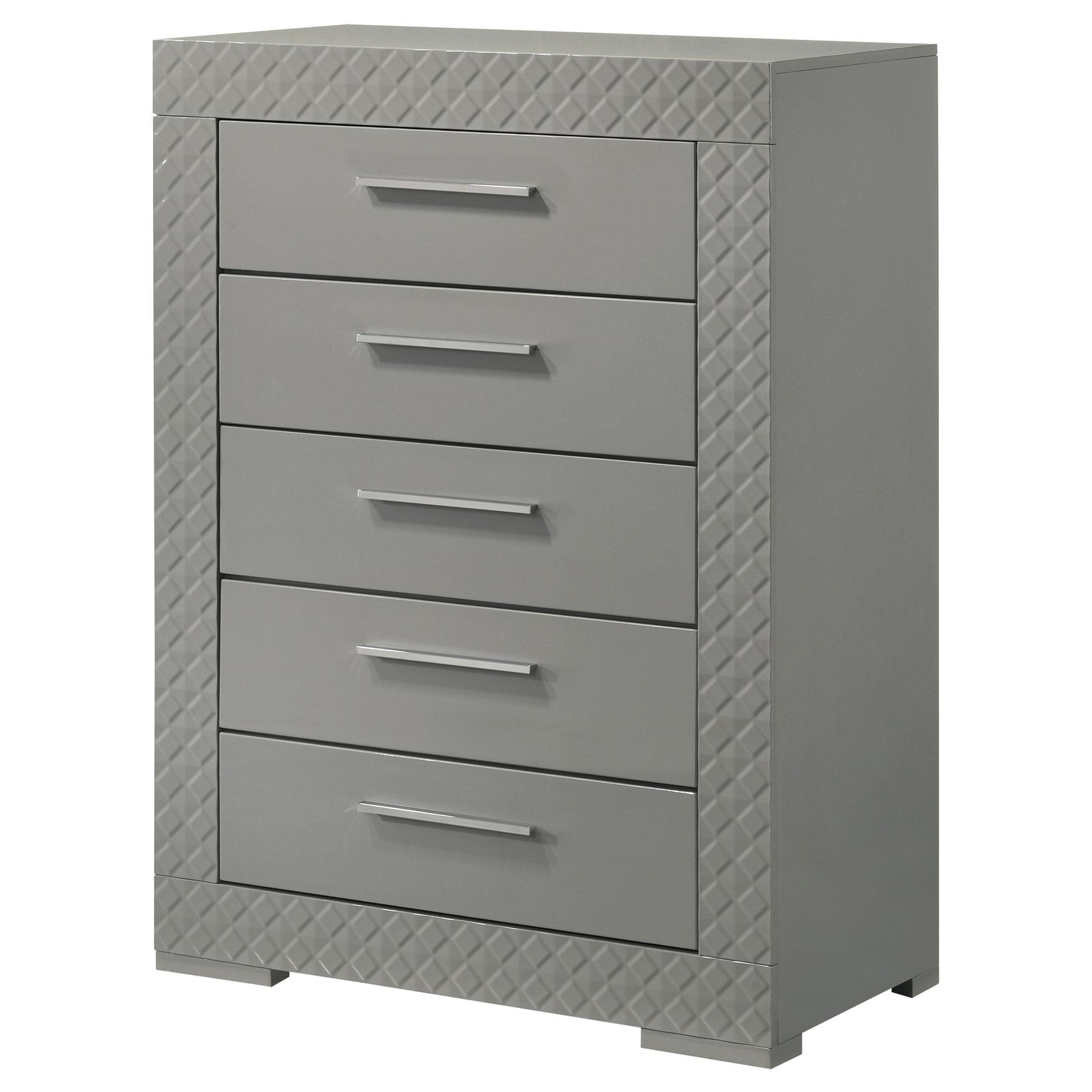 Ives 5 Drawer Bedroom Chest Of Drawers Gray High Gloss