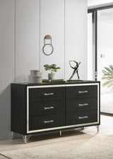 Lucia 6 Drawer Dresser Cabinet Black