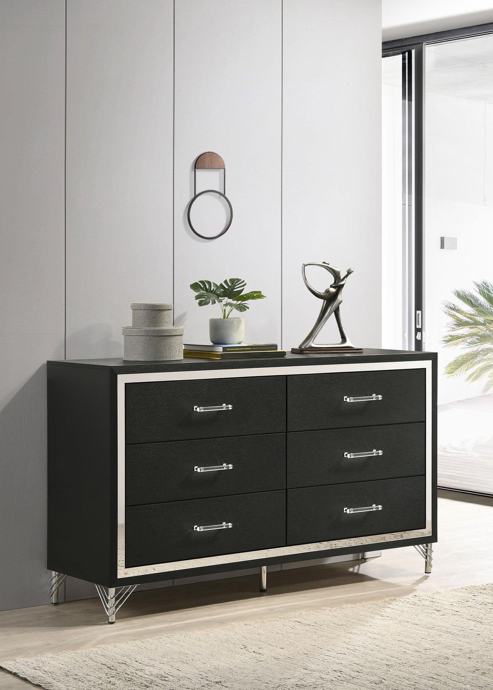 Lucia 6 Drawer Dresser Cabinet Black