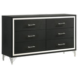 Lucia 6 Drawer Dresser Cabinet Black