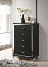 Lucia 5 Drawer Bedroom Chest Of Drawers Black