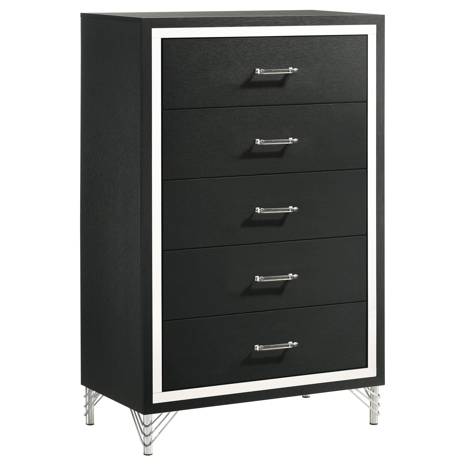 Lucia 5 Drawer Bedroom Chest Of Drawers Black