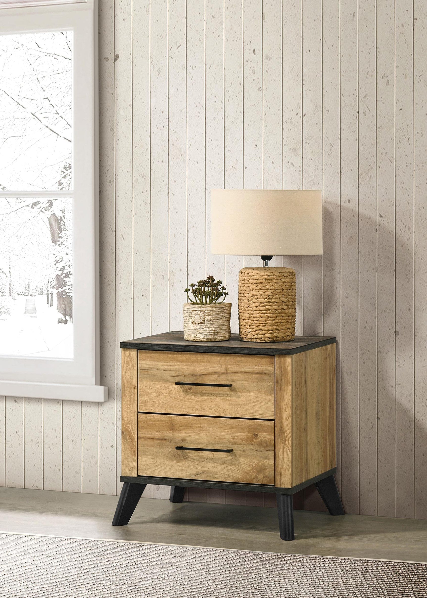 Kaywood 2-drawer Nightstand Bedide Table Natural Pine