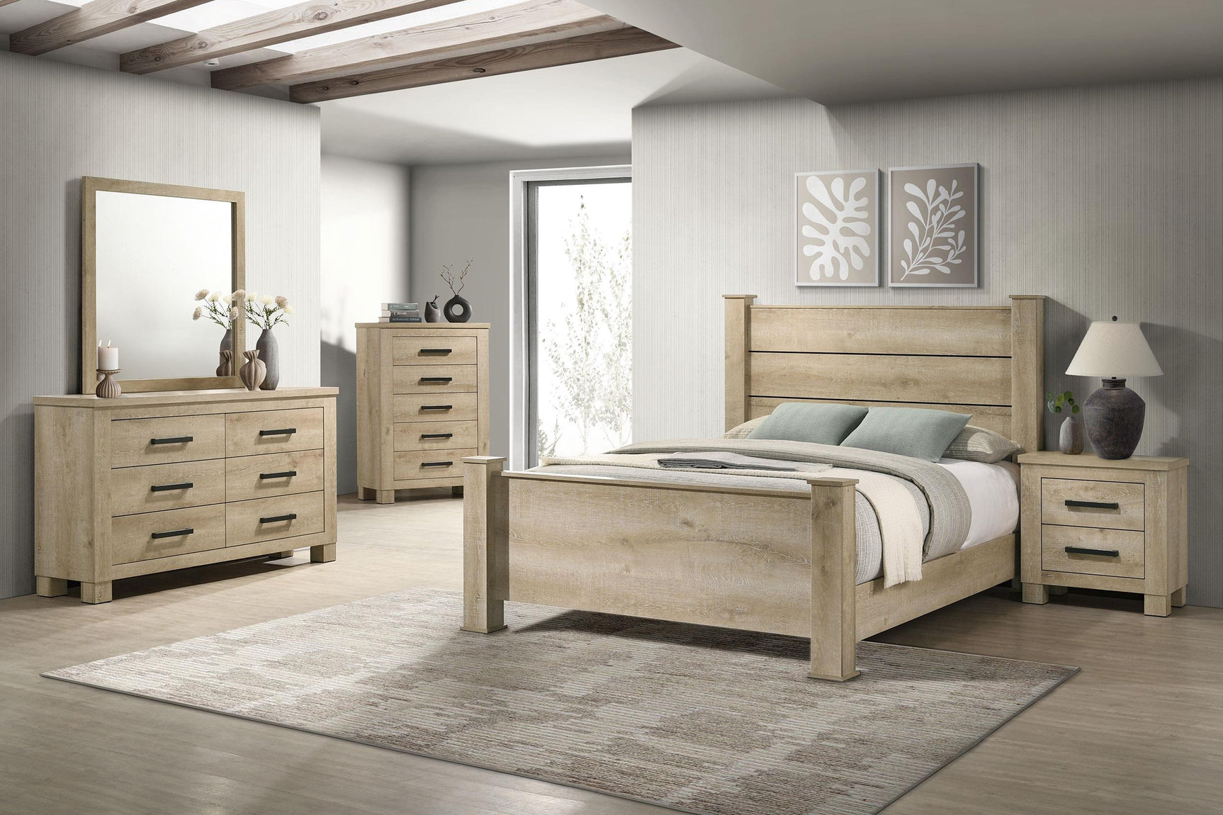 Oakglen 55-inch Queen Panel Bed Weathered Oak