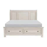 Bethel Antique White Storage Platform King Bed