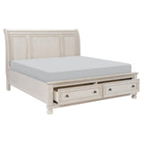 Bethel Antique White Storage Platform King Bed