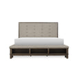 Gray Modern Traditional Transitional Solid Wood Fabric Upholstered Tufted Queen Bed - Ella Furniture