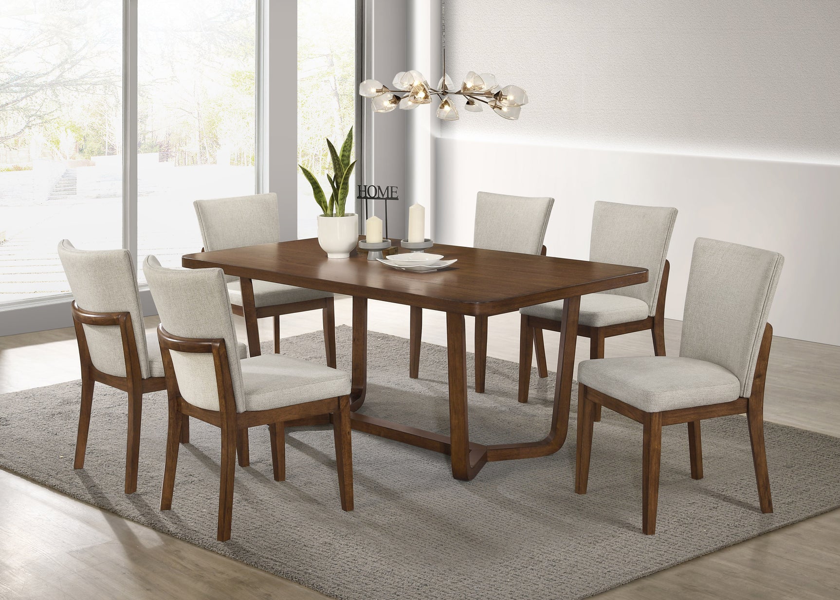 Salerno Brown Rectangular Dining Room Set