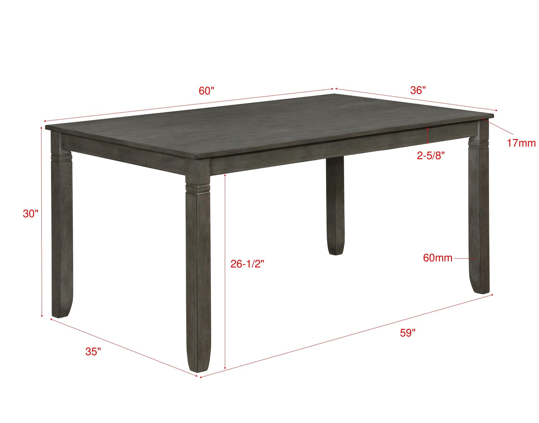 Paige Gray Contemporary Modern Wood Rectangular 6-Piece Dining Room Set - Ella Furniture