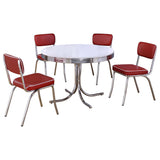 Retro White Red Round Dining Room Set