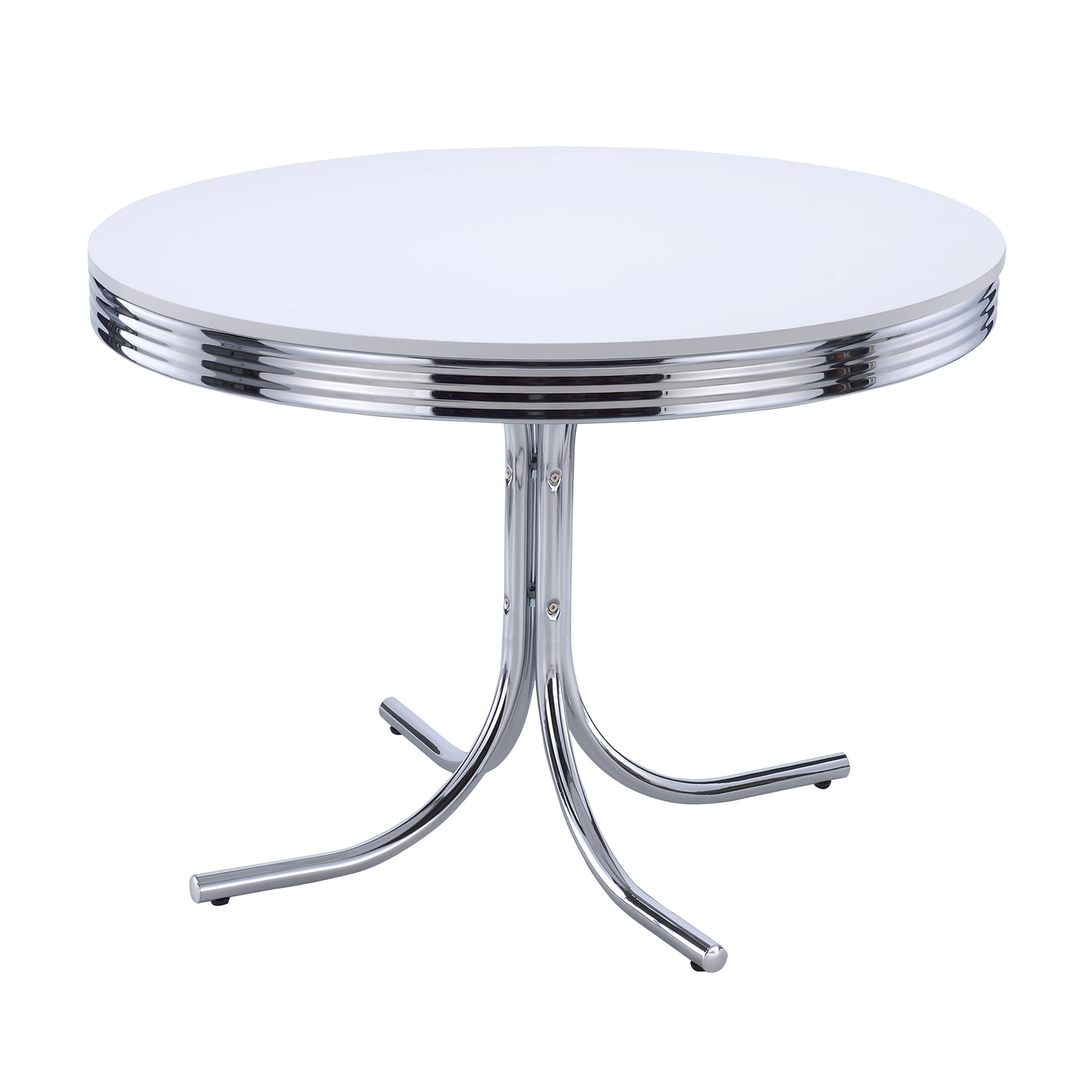 Retro White Red Round Dining Room Set