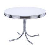 Retro White Black Round Dining Room Set