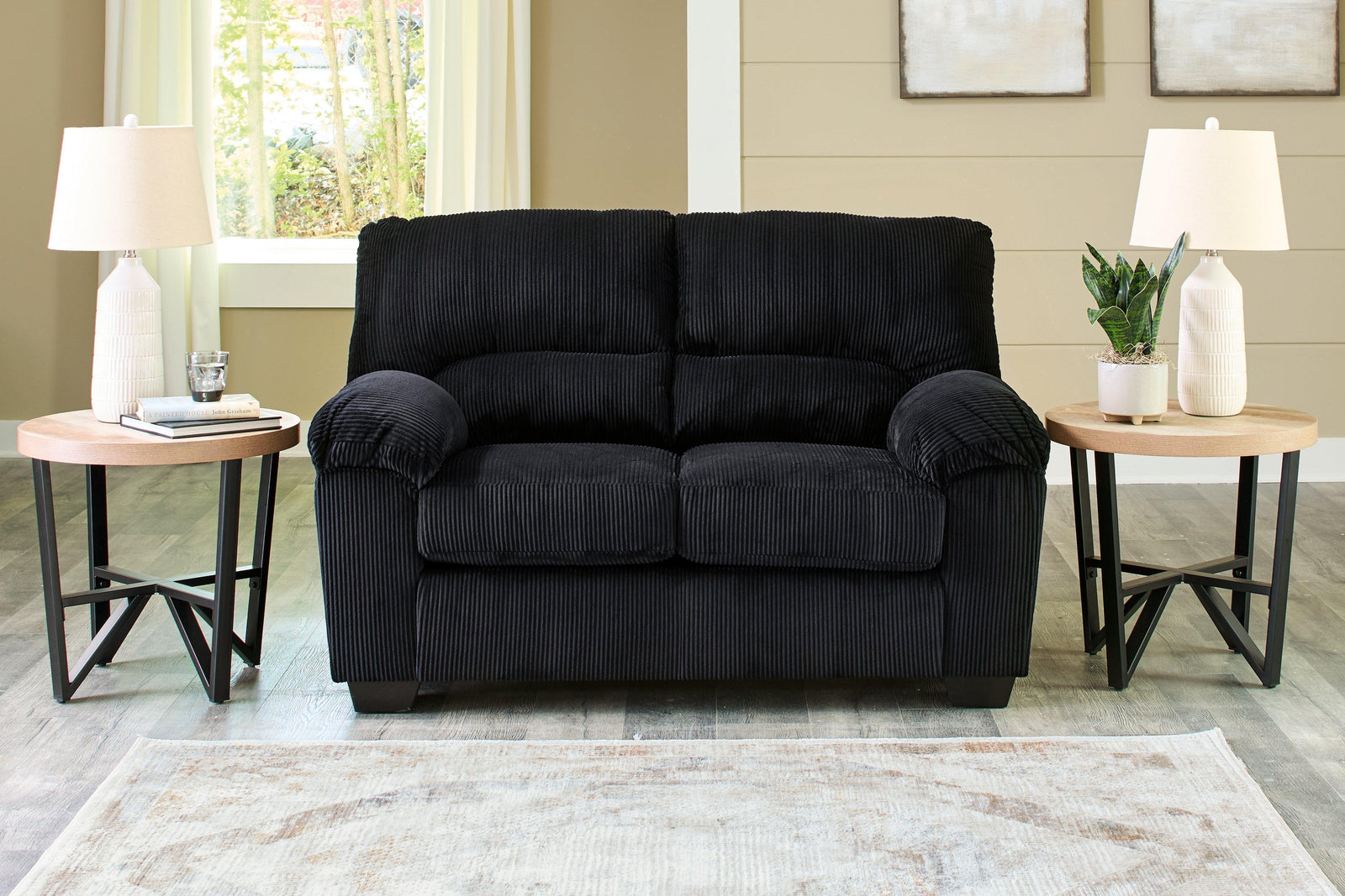 SimpleJoy Onyx Chenille,Velvet Loveseat