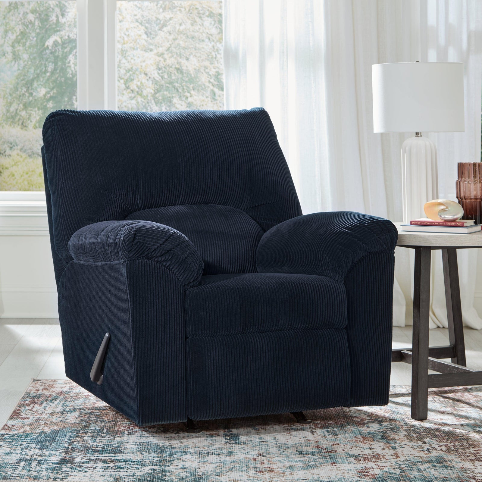 SimpleJoy Navy Chenille,Velvet Recliner