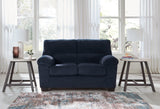 SimpleJoy Navy Chenille,Velvet Loveseat