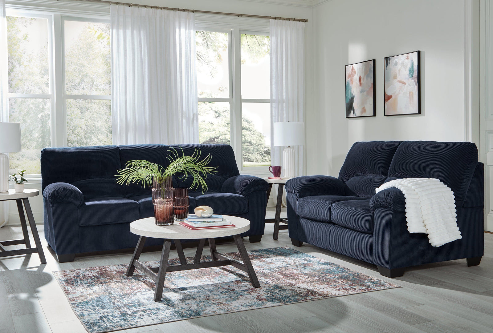 SimpleJoy Navy Sofa and Loveseat