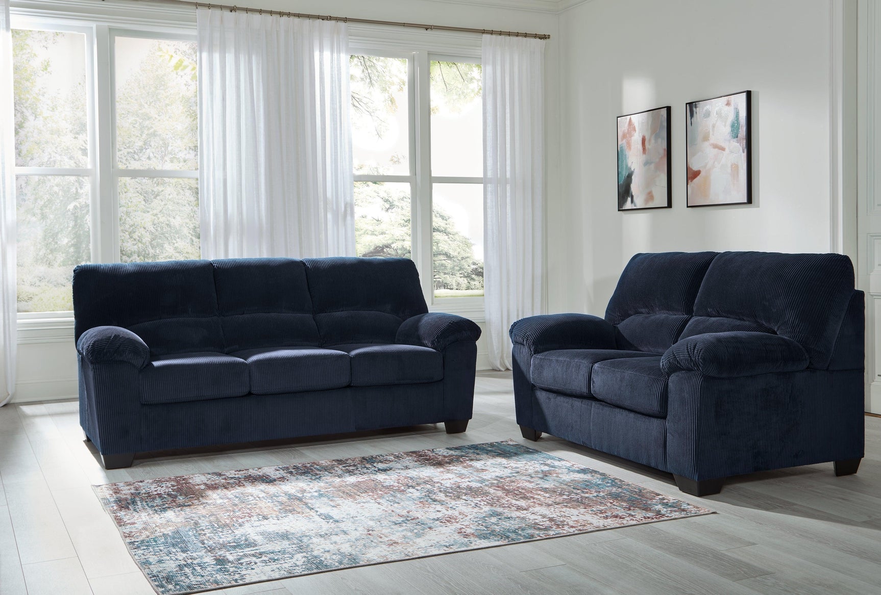 SimpleJoy Navy Sofa and Loveseat