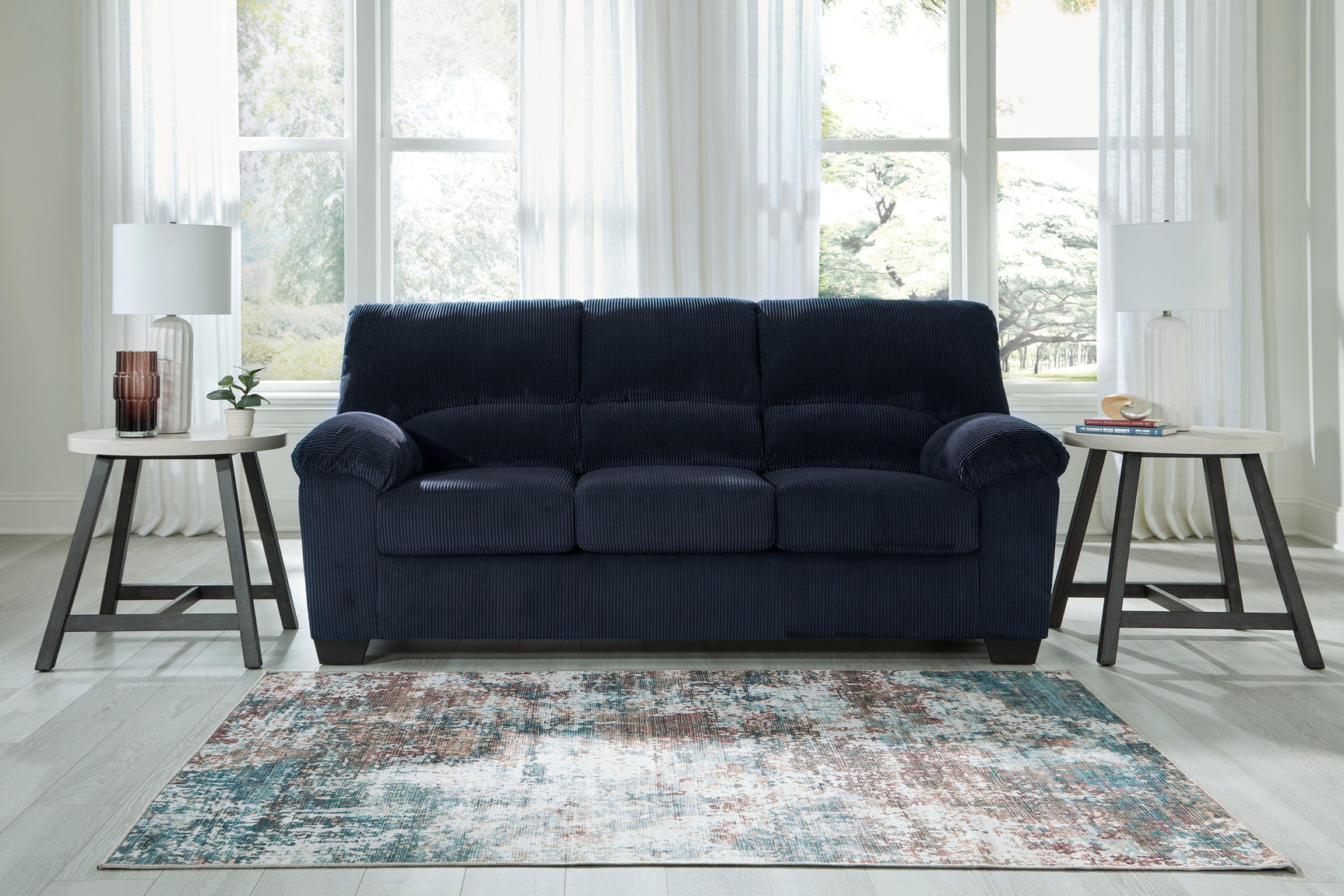 SimpleJoy Navy Chenille,Velvet Sofa
