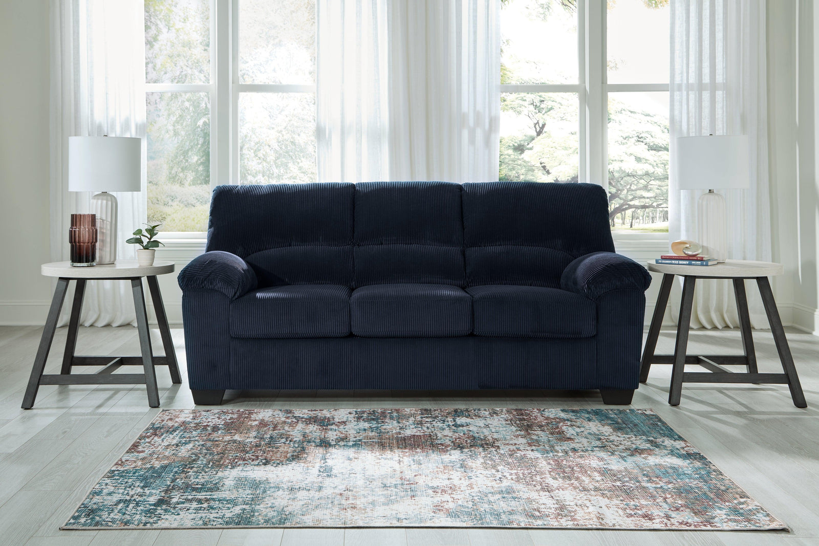 SimpleJoy Navy Chenille,Velvet Sofa